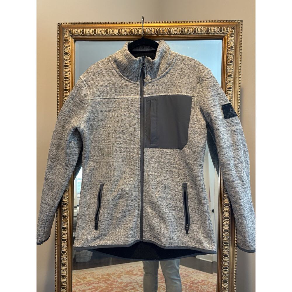 As End Women’s Fleece, Sweater zip Jacket, Black And Gray, S